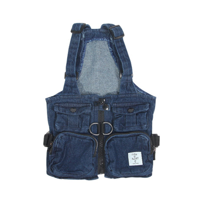Verstelbare Baumwoll Hunde Utility-Weste, Workwear Geschirr-Weste mit Taschen und D-Ring für Kleine bis Große Hunde & Katzen