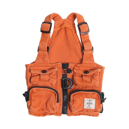 Verstelbare Baumwoll Hunde Utility-Weste, Workwear Geschirr-Weste mit Taschen und D-Ring für Kleine bis Große Hunde & Katzen