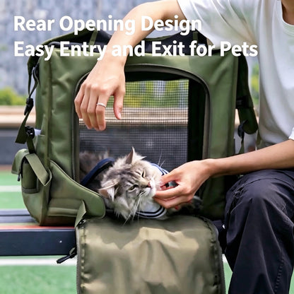 Großer Ergonomischer Haustier‑Rucksack, Faltbarer Tierrucksack für Hunde & Katzen, Belüfteter Transportrucksack für Outdoor‑Ausflüge