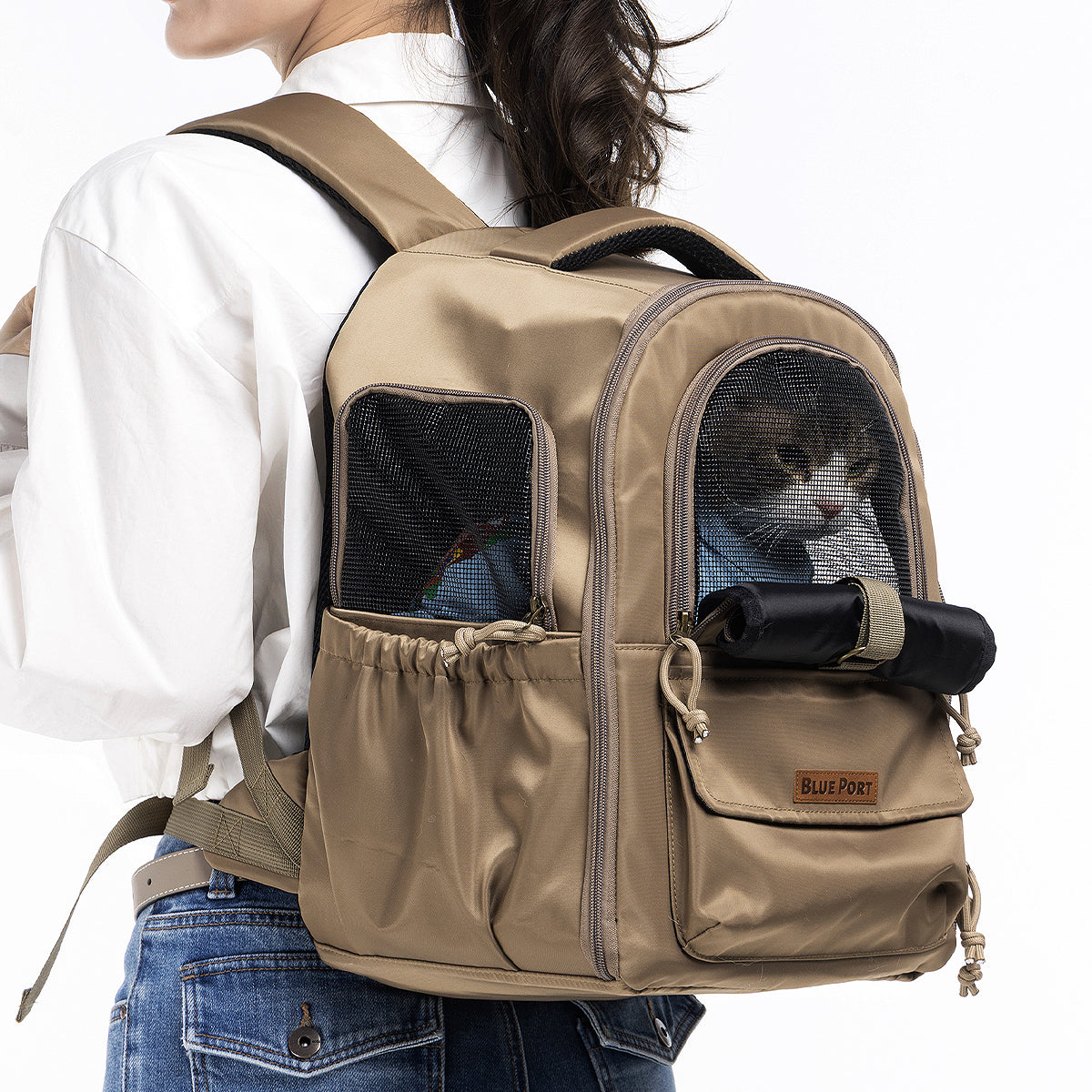 Leichter Farbblock‑Haustierrucksack, atmungsaktiver Hunde‑Katzen‑Rucksack, ausbruchsicher wasserabweisend für Wanderung Pendeln Kurztrips