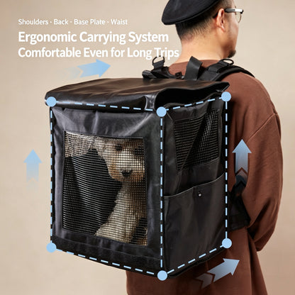 Großer Ergonomischer Haustier‑Rucksack, Faltbarer Tierrucksack für Hunde & Katzen, Belüfteter Transportrucksack für Outdoor‑Ausflüge