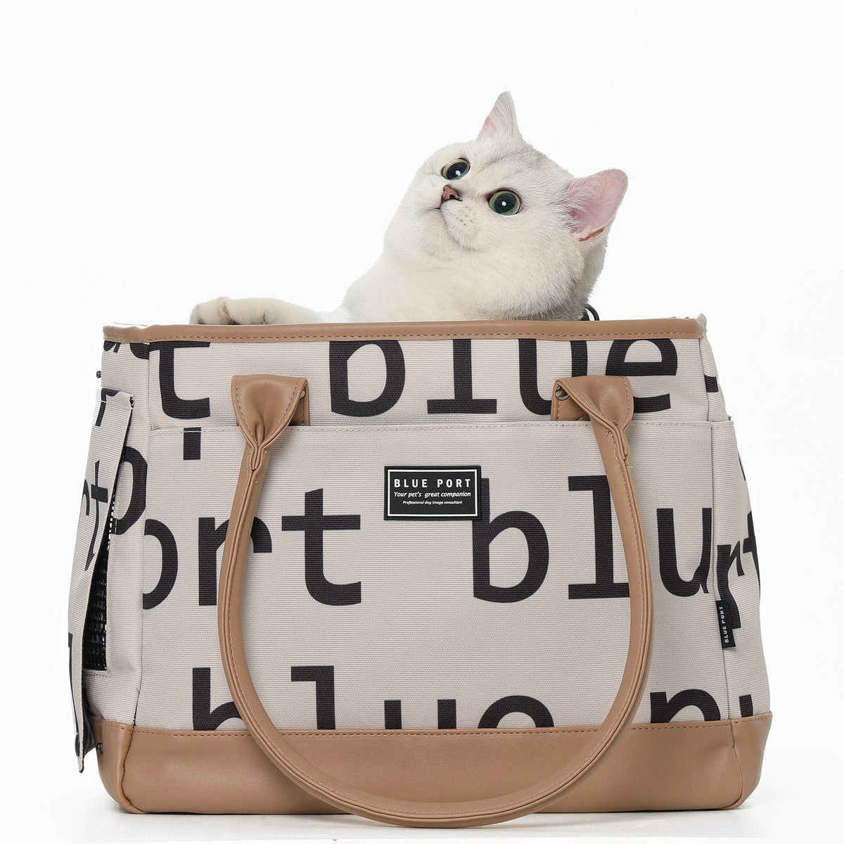 Elegante Hundetasche Tragetasche für kleine Hunde und Katzen , Pet Tote Bag mit PU-Leder, Atmungsaktives Netzfenster & Sicherheitsleine