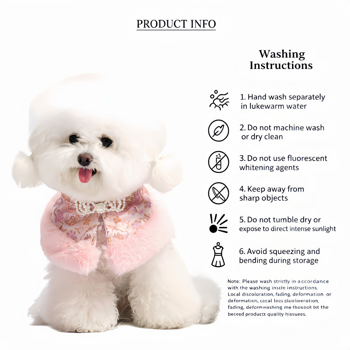 Chinesischer Hanfu Hundekragen Cloud Shoulder, Brokat Haustier Schal mit Kunstfell & Perlen-Verzierung