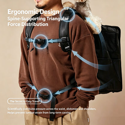Großer Ergonomischer Haustier‑Rucksack, Faltbarer Tierrucksack für Hunde & Katzen, Belüfteter Transportrucksack für Outdoor‑Ausflüge