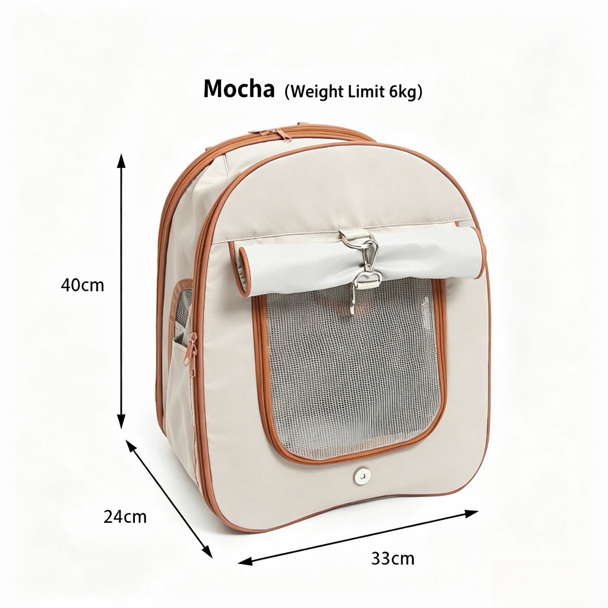 Zweiseitig erweiterbarer Polyester‑Haustier‑Rucksack, wasserabweisend abriebfest, 2 Trageweisen mit Mehrfachtaschen für Haustiere bis 6kg