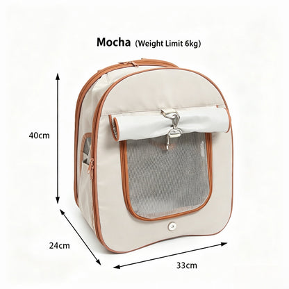 Zweiseitig erweiterbarer Polyester‑Haustier‑Rucksack, wasserabweisend abriebfest, 2 Trageweisen mit Mehrfachtaschen für Haustiere bis 6kg