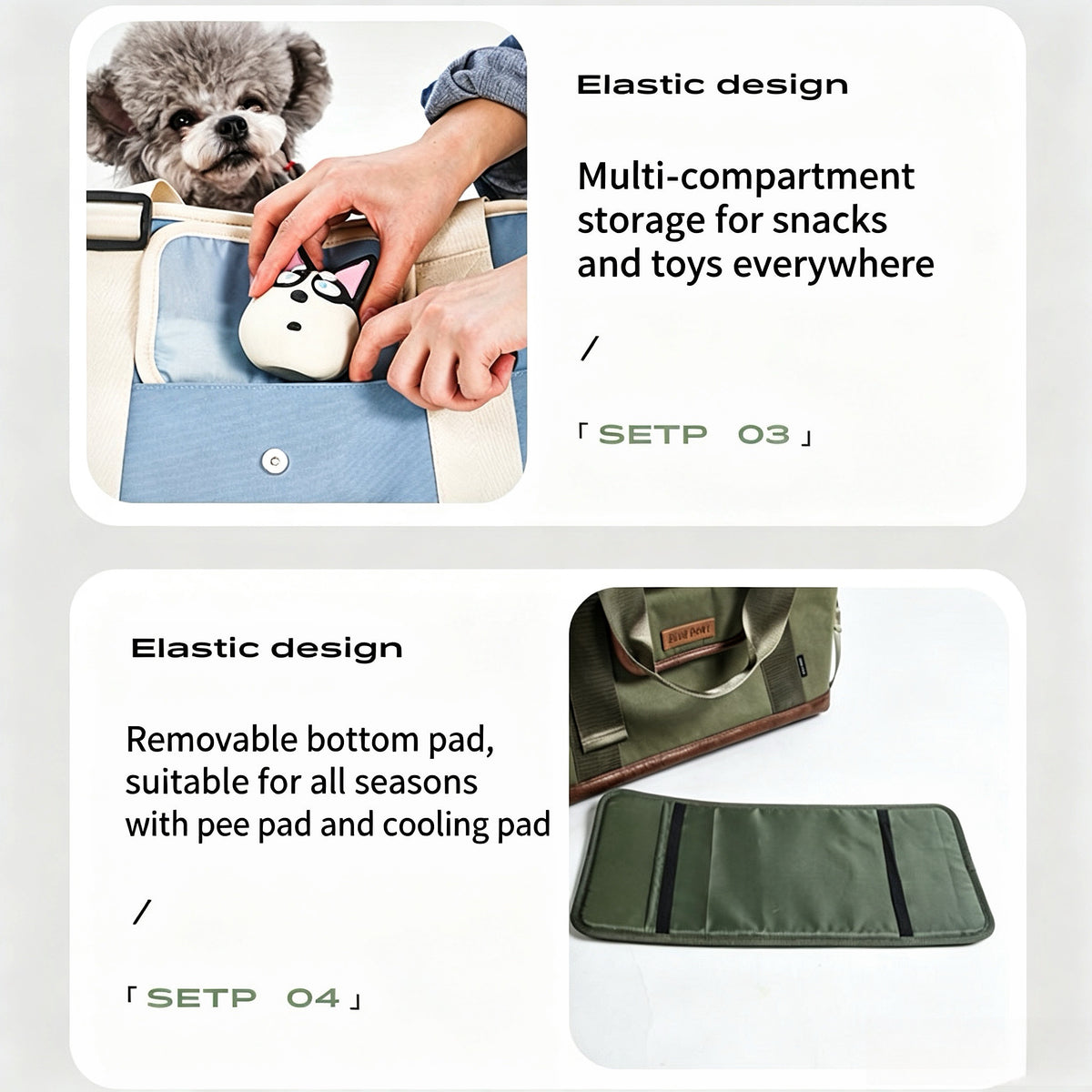 Retro‑Haustier‑Tragetasche, wasserabweisende Polyester Reisetasche, Multi‑Trage‑Haustiertasche mit Fenster, abnehmbare Bodenplatte
