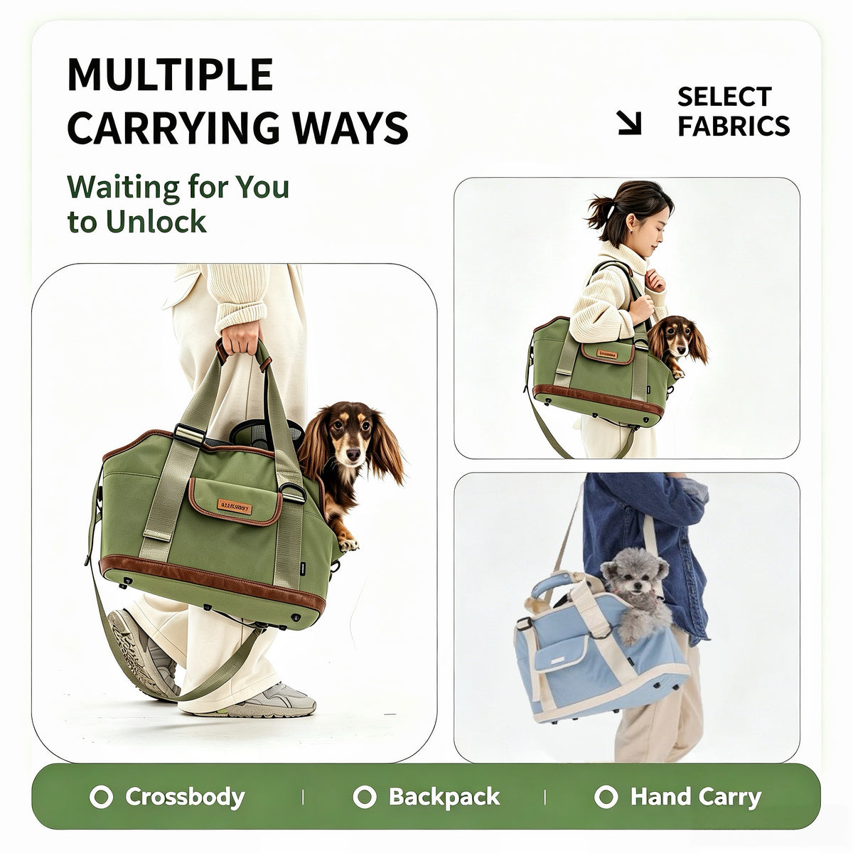 Retro‑Haustier‑Tragetasche, wasserabweisende Polyester Reisetasche, Multi‑Trage‑Haustiertasche mit Fenster, abnehmbare Bodenplatte