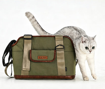 Retro‑Haustier‑Tragetasche, wasserabweisende Polyester Reisetasche, Multi‑Trage‑Haustiertasche mit Fenster, abnehmbare Bodenplatte