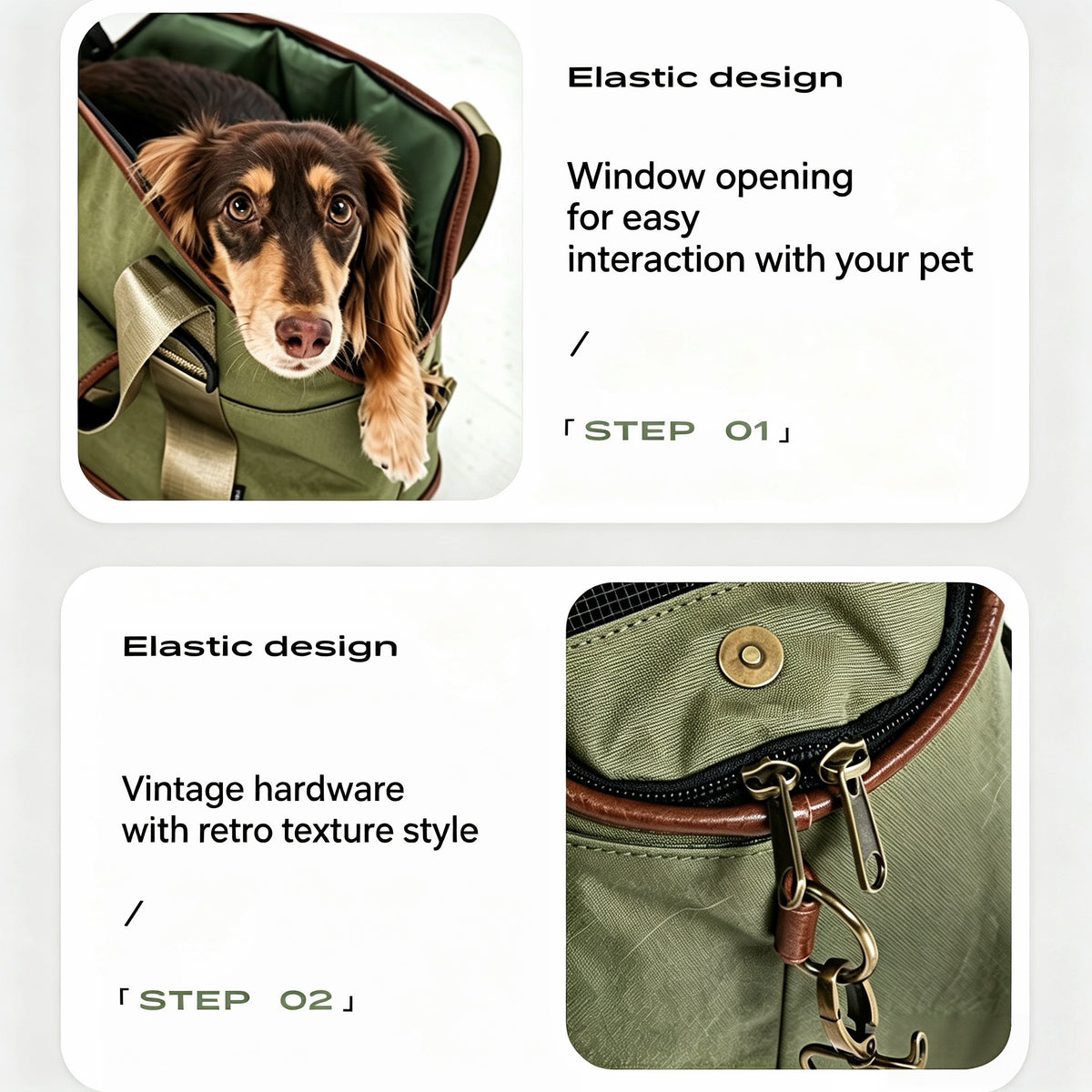 Retro‑Haustier‑Tragetasche, wasserabweisende Polyester Reisetasche, Multi‑Trage‑Haustiertasche mit Fenster, abnehmbare Bodenplatte