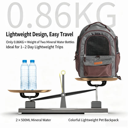 Retro Farbblock, Voröffnung Ausbruchschutz, Ergonomische Atmungsaktive Polyester, Abnehmbare Basis & Mehrfachtaschen, Haustierrucksack