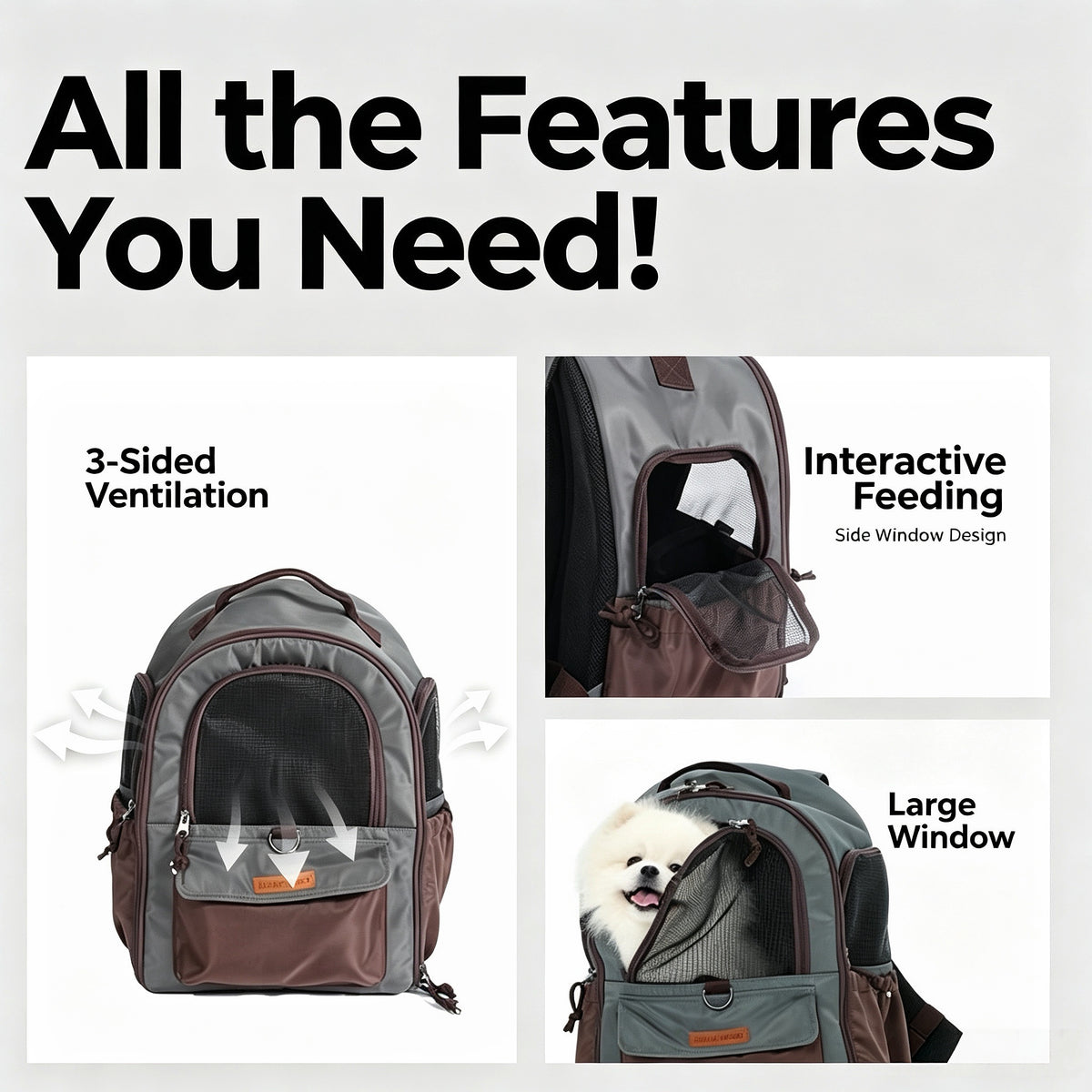 Retro Farbblock, Voröffnung Ausbruchschutz, Ergonomische Atmungsaktive Polyester, Abnehmbare Basis & Mehrfachtaschen, Haustierrucksack