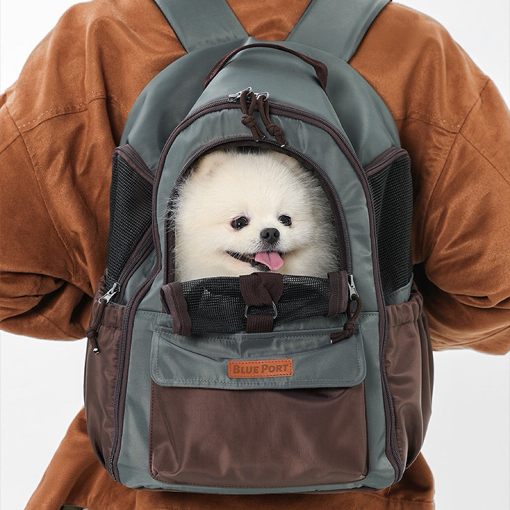 Retro Farbblock, Voröffnung Ausbruchschutz, Ergonomische Atmungsaktive Polyester, Abnehmbare Basis & Mehrfachtaschen, Haustierrucksack