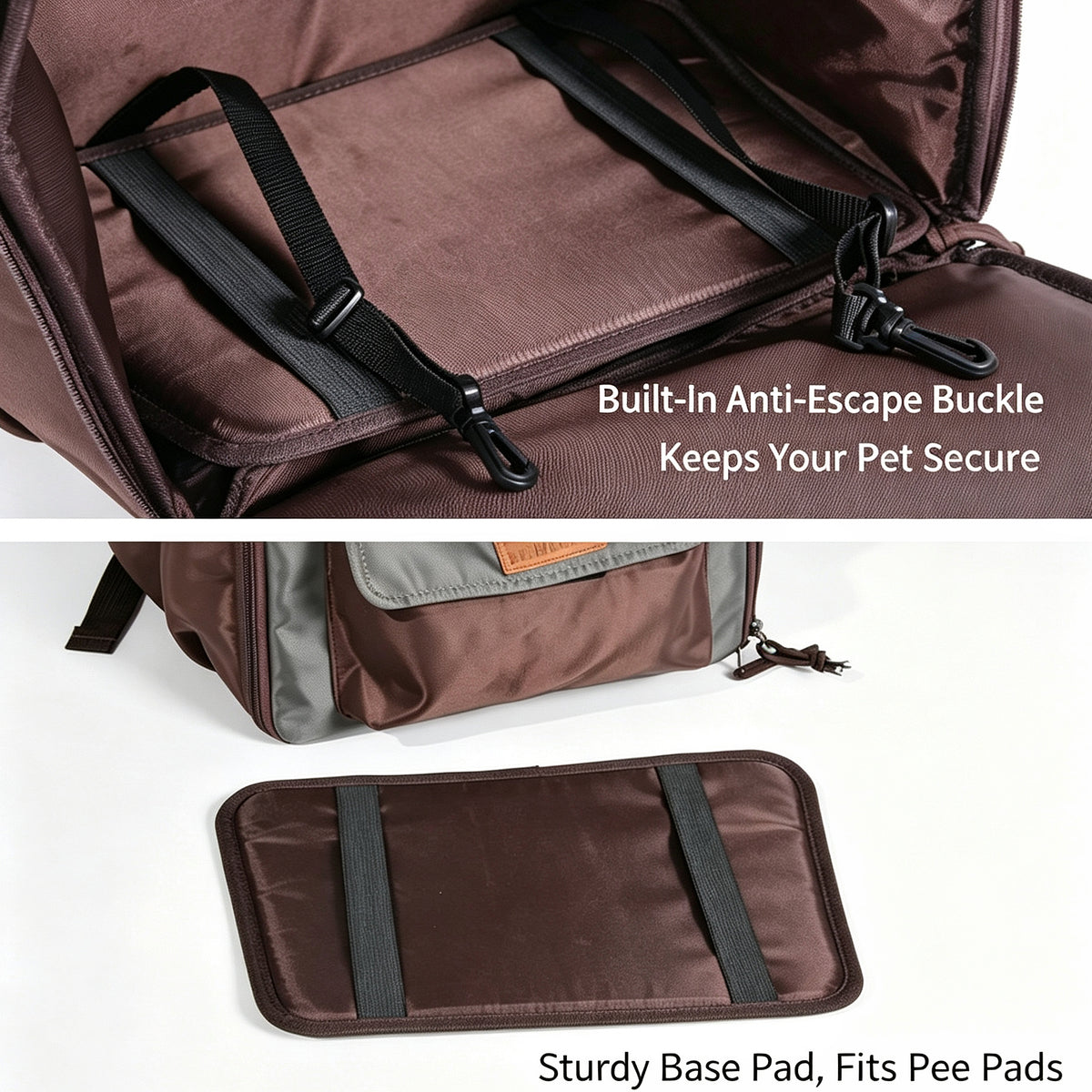 Retro Farbblock, Voröffnung Ausbruchschutz, Ergonomische Atmungsaktive Polyester, Abnehmbare Basis & Mehrfachtaschen, Haustierrucksack