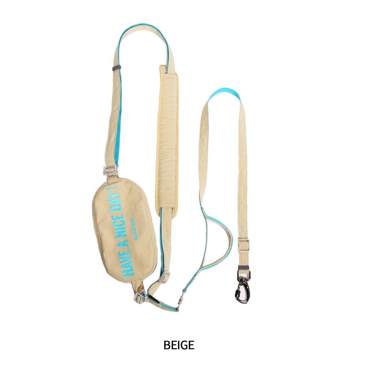 Verwirrfeste Hundeleine, Abnehmbare Umhängetasche, Verstellbare Freihand Spazierleine mit Tasche