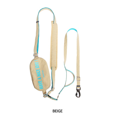 Verwirrfeste Hundeleine, Abnehmbare Umhängetasche, Verstellbare Freihand Spazierleine mit Tasche