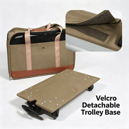 Faltbare Tiertransporttasche mit Rollen, Rollbare Hundetasche für kleine Hunde und Katzen bis 15 kg, Abnehmbarer Trolley mit Universalrollen