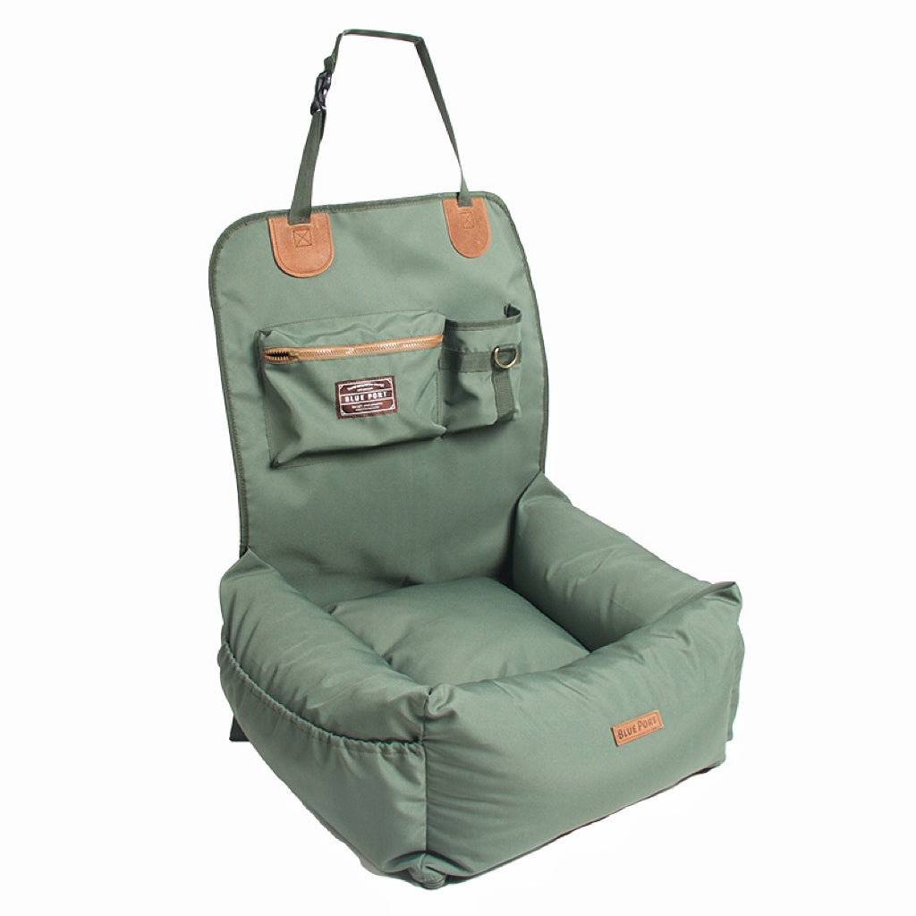 Wasserdichtes Cordura Haustier‑Autonest, beißfestes Hundebett, waschbarer Reisesitz mit Ausbruchschutz‑Leine & Stauraum