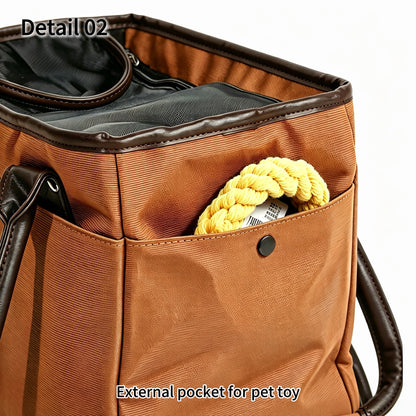 Elegante Hundetasche Tragetasche für kleine Hunde und Katzen , Pet Tote Bag mit PU-Leder, Atmungsaktives Netzfenster & Sicherheitsleine