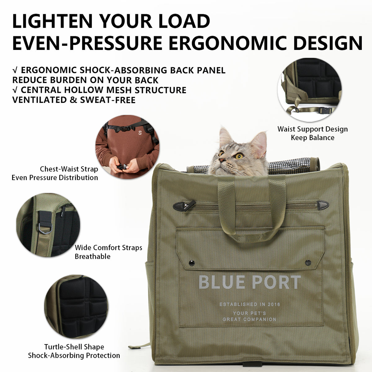 Großer Ergonomischer Haustier‑Rucksack, Faltbarer Tierrucksack für Hunde & Katzen, Belüfteter Transportrucksack für Outdoor‑Ausflüge