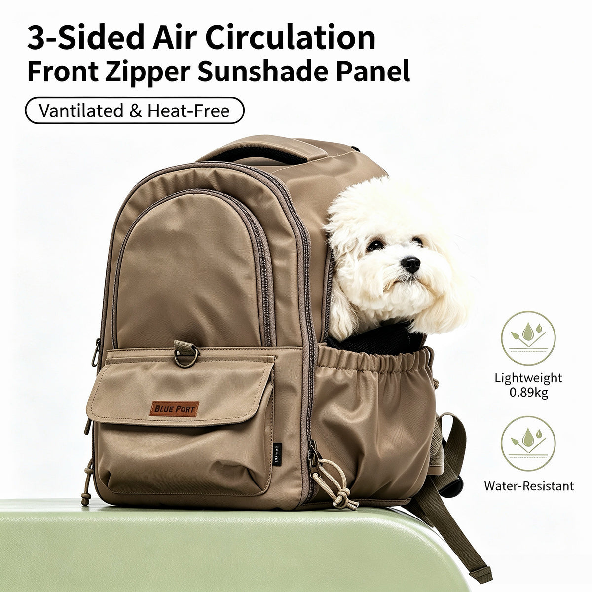 Leichter Farbblock‑Haustierrucksack, atmungsaktiver Hunde‑Katzen‑Rucksack, ausbruchsicher wasserabweisend für Wanderung Pendeln Kurztrips