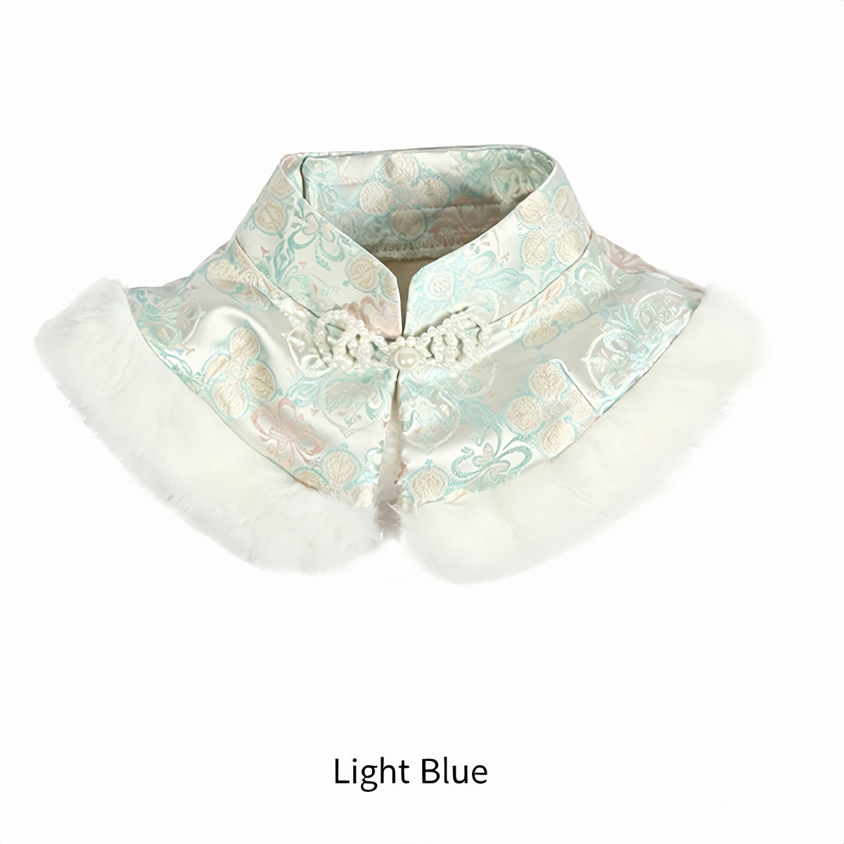Chinesischer Hanfu Hundekragen Cloud Shoulder, Brokat Haustier Schal mit Kunstfell & Perlen-Verzierung