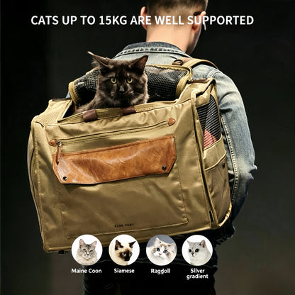 Großkapazität Haustierrucksack, Dreiseitig Atmungsaktiver Katzen Hunde Tragerucksack, Ergonomischer  Outdoor Reisetasche