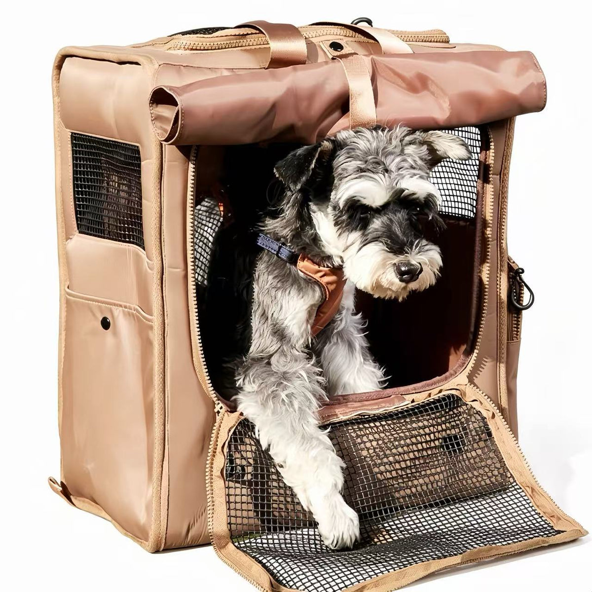 Vintage geräumiger Haustierrucksack,4‑seitig belüfteter Katzen‑Hunde‑Rucksack,ergonomische Tasche für Pendeln Wanderung Ausflüge