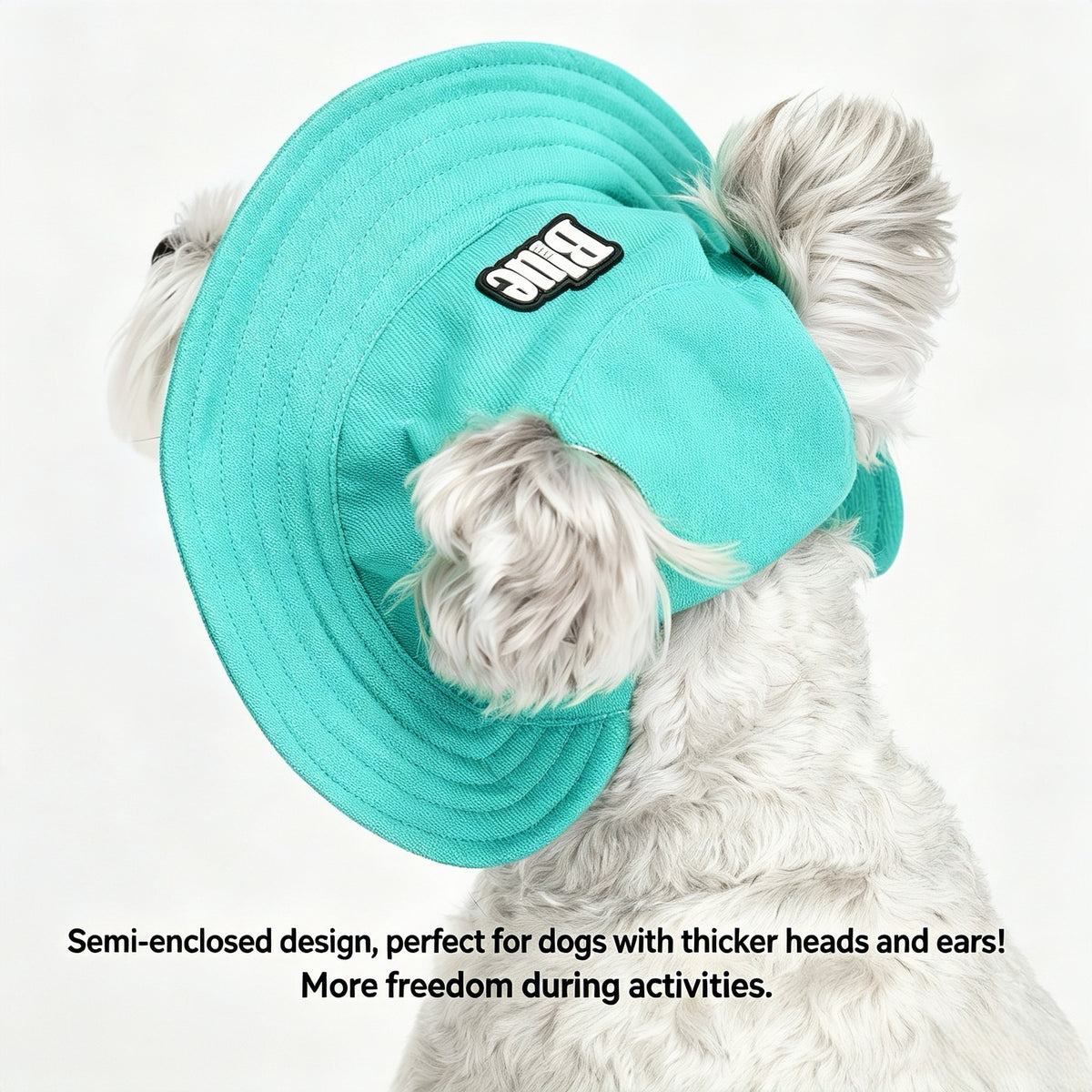 Verstelbarer Tencel Hunde Fischerhut, Workwear Sonnenhut für Hunde mit Ohrlöchern & Elastischem Y-Kordelzug