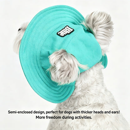 Verstelbarer Tencel Hunde Fischerhut, Workwear Sonnenhut für Hunde mit Ohrlöchern & Elastischem Y-Kordelzug