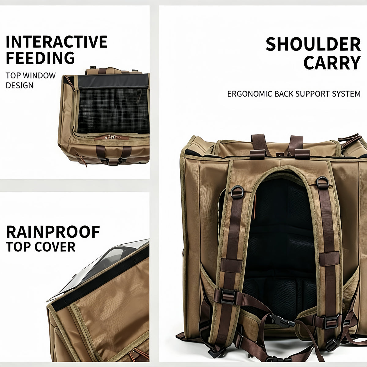 Großkapazität Haustierrucksack, Dreiseitig Atmungsaktiver Katzen Hunde Tragerucksack, Ergonomischer  Outdoor Reisetasche
