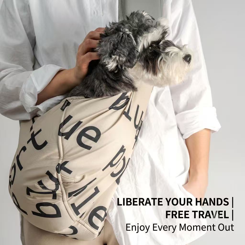 Crossbody Hundetragetasche Sling Bag, Wasserdichte Schultertasche für Hunde und Katzen mit Handyfach & Sicherheitsgurt (Bis 6kg)