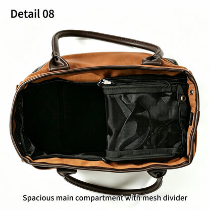 Elegante Hundetasche Tragetasche für kleine Hunde und Katzen , Pet Tote Bag mit PU-Leder, Atmungsaktives Netzfenster & Sicherheitsleine