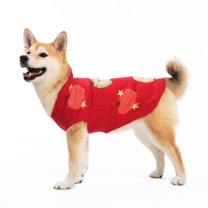 Haustier-Strickweste mit Frucht-Jacquardmuster, dehnbares, ärmelloses Strickoberteil für Katzen und kleine Hunde, Herbst-Winter-Haustierbekleidung