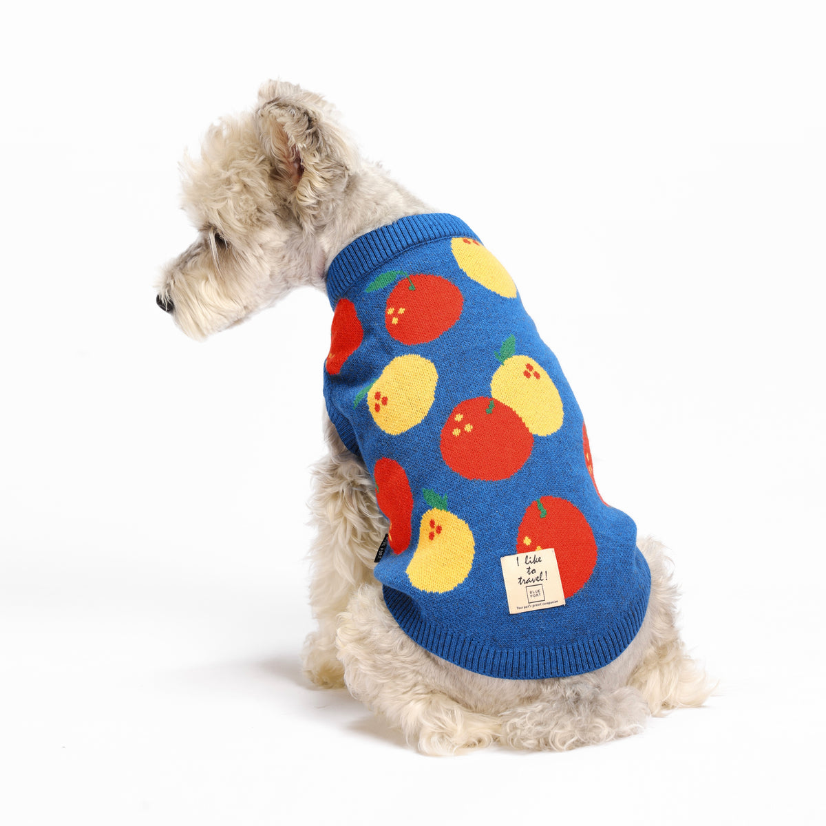 Haustier-Strickweste mit Frucht-Jacquardmuster, dehnbares, ärmelloses Strickoberteil für Katzen und kleine Hunde, Herbst-Winter-Haustierbekleidung