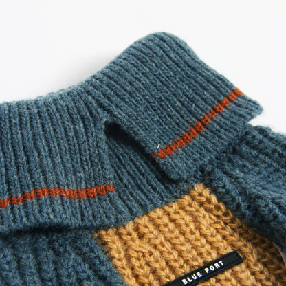 Color‑Block‑Wollmisch‑Haustierpullover, Strickpullover mit doppeltem Revers, warme Kleidung für Herbst und Winter