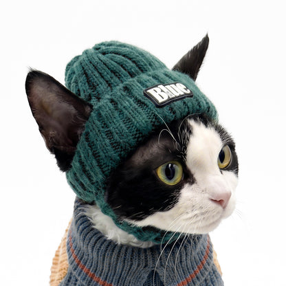 Strickmütze für Haustiere, warme Wintermütze mit Ohrlöchern für Hunde und Katzen, modische Herbst-Winter Kopfbedeckung