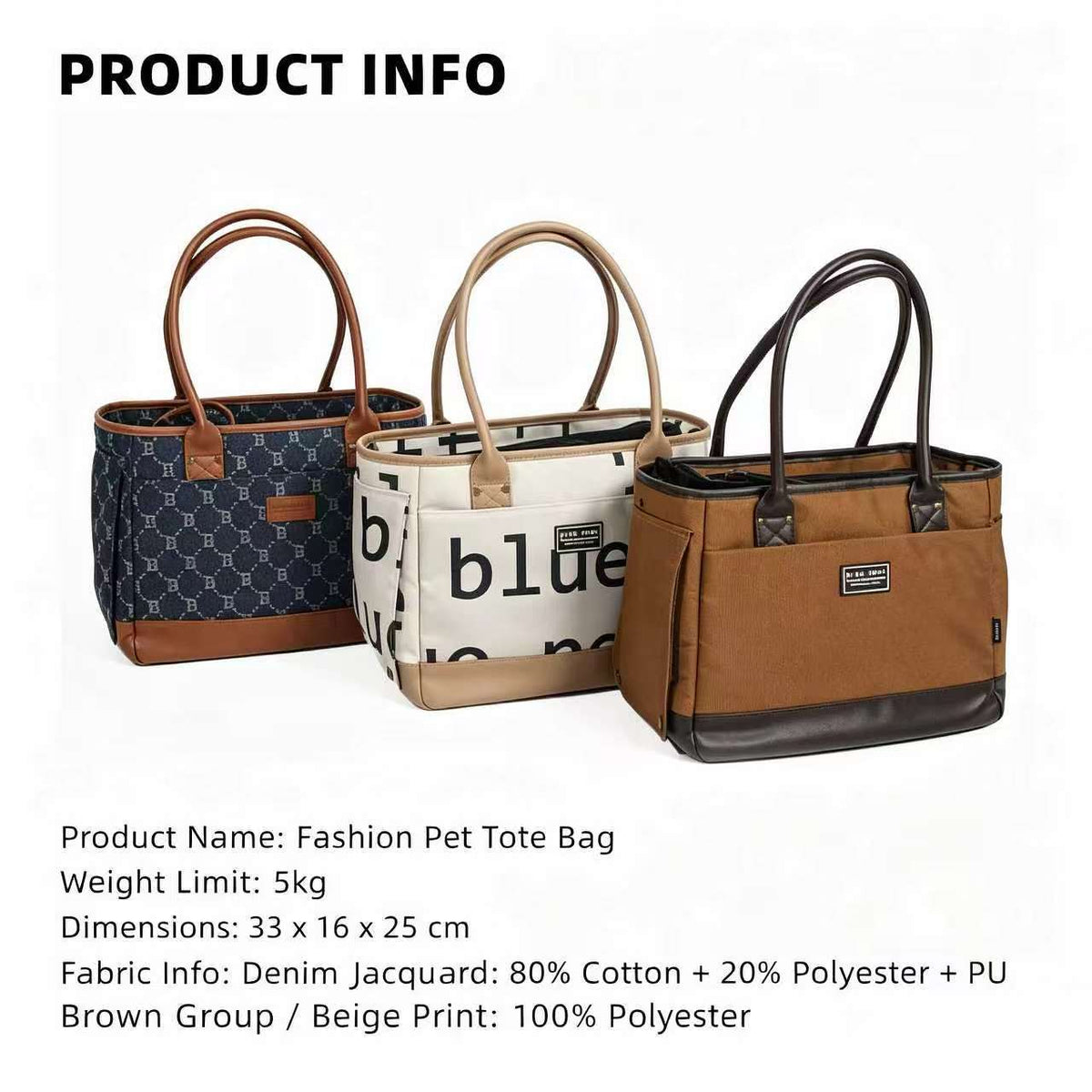Elegante Hundetasche Tragetasche für kleine Hunde und Katzen , Pet Tote Bag mit PU-Leder, Atmungsaktives Netzfenster & Sicherheitsleine