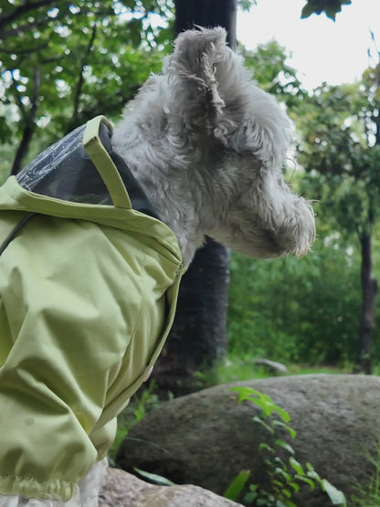 Vierbeiniger Hunderegenmantel mit Kapuze & transparentem EVA‑Visier, reflektierender wasserdichter Windbreaker, verstellbare Hundejacke